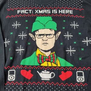 The Office Dwight Elf Fact Xmas is Here Ugly Christmas Sweater